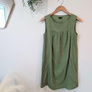 Theory Green Sheath Mini Dress Crew Neck Sleeveless